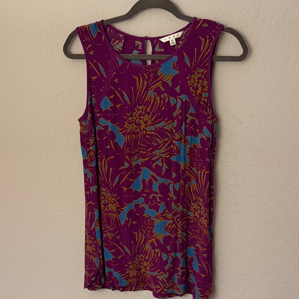 CAbi Floral Tank Top Purple and Blue